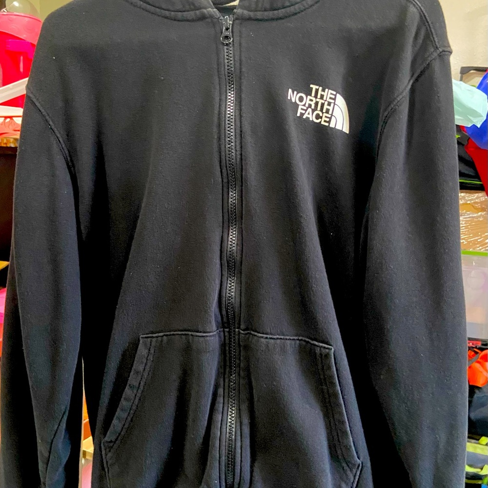 North face black zip up hoodie size medium